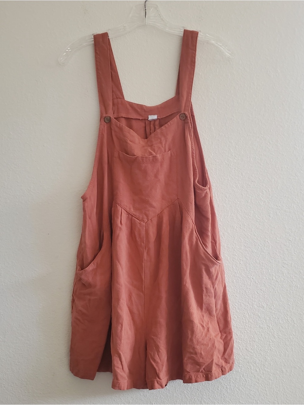 Women’s Linen, Rayon Terracotta Colored Romper with chest pocket